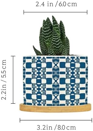 Blue Geometric Ceramic Planters Blue and White Snake Plant Live Indoor with Pot with Drainage Holes and Saucers Pot for Pots Outdoor Indoor Plants - Image 2