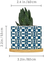 Blue Geometric Ceramic Planters Blue and White Snake Plant Live Indoor with Pot with Drainage Holes and Saucers Pot for Pots Outdoor Indoor Plants - Image 2