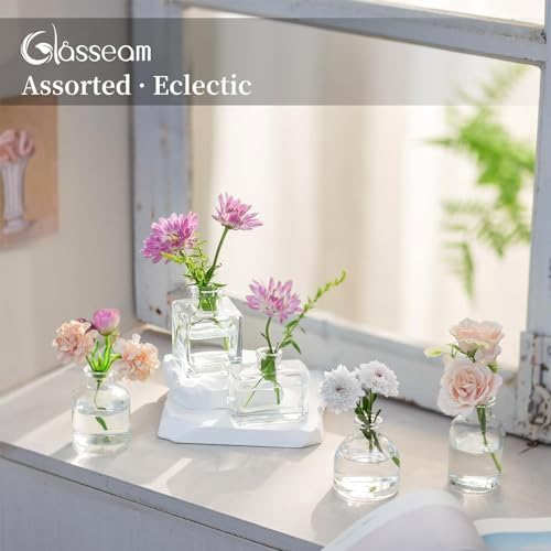 Glasseam Mini Bud Vases for Centerpieces: Clear Small Flower Vase Set of 20 Cute Tiny Glass Vases for Flowers Modern Decorative Wedding Table Centerpiece for Dining Room Decoration - Image 5