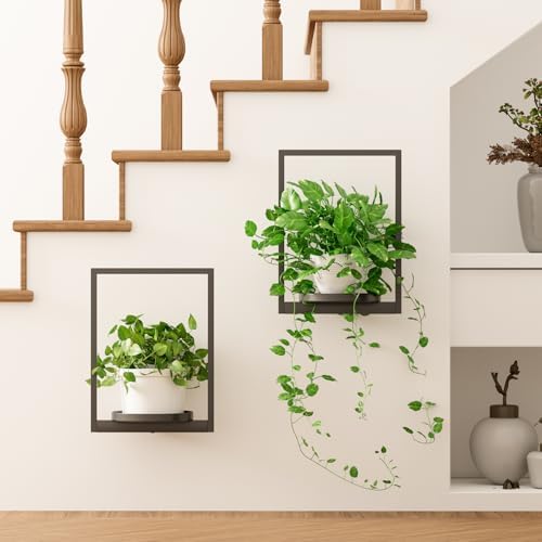 Hanging Planters for Indoor Plants - Aesthetic Photo Frame Style Wall Plant Holder - Metal Window Plant Shelves, Wall Plant Hanger for Lingving Room Home Gardening Wall Decor (4-Pack) - Image 7