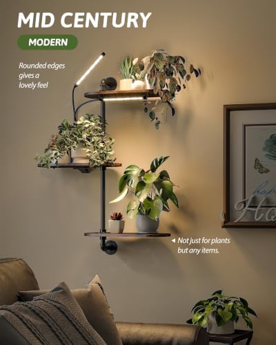 GENTINGBRO Window Plant Shelves 3-Tier with Grow Light Rotating Plant Stand - Image 6