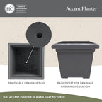 The HC Companies Accent Square Plant Pot, 15.5 Inch, Clay, 2-Pack - Image 3