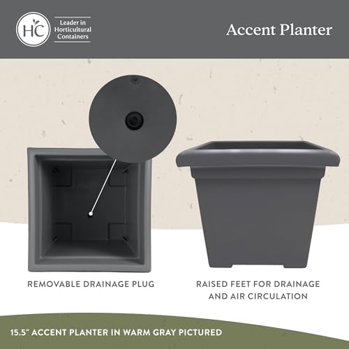 The HC Companies Accent Square Plant Pot, 15.5 Inch, Clay, 2-Pack - Image 3