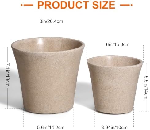8 Inch Resin Plant Pots with Drainage Hole cone Decorative Flower Planter - Image 2