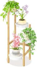 LASZOLA Plant Stand Table Tall for Indoor Corner, 4 Tier Bamboo White by LASZOLA