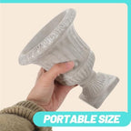 Cabilock Cement Flower Vase Urn Planter 6.29 Inch Retro Succulent Pots with Vertical Stripes for Indoor Outdoor Garden Decor - Image 3