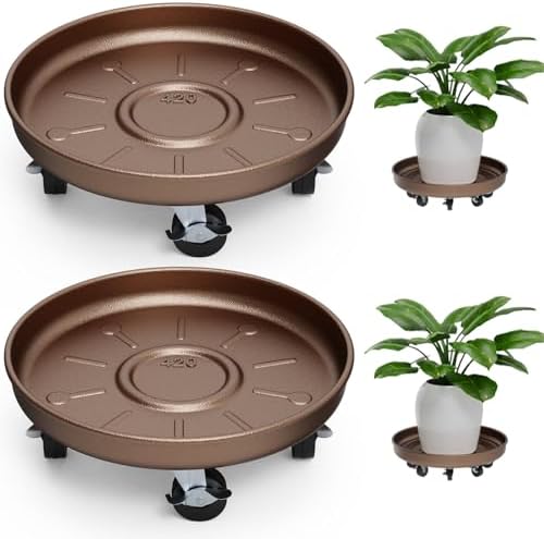 Plant Caddy With Wheels 16" Metal Plant Saucers for Indoors 420 Lb Capacity by PARSAGI
