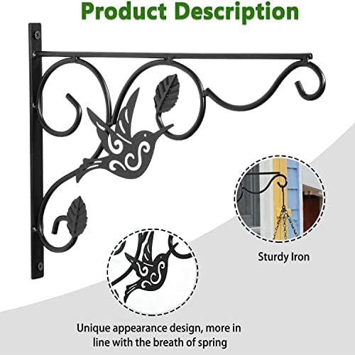 Vumdua Hanging Plants Bracket, 4 Pack 12 inch Wall Planter Hook with Iron Screws Included, Decorative Plant Hanger for Bird Feeders, Wind Chimes Indoor, Lantern, Flower Pot,Outdoor Indoor Patio Decor - Image 2