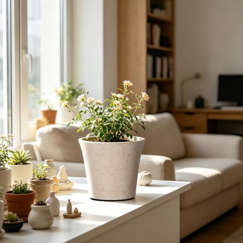 8 Inch Resin Plant Pots with Drainage Hole cone Decorative Flower Planter - Image 5