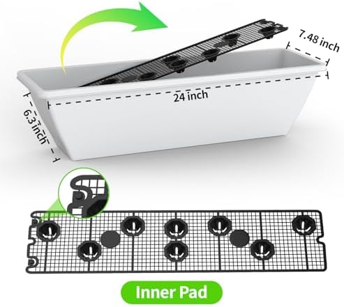 8 Pcs 24 Inch Window Planter Box, White Large Plastic Rectangle Flower Planter Boxes with Water Absorbing Net Indoor and Outdoor Flower Pots for Windowsill, Balcony, Patio, Porch - Image 3