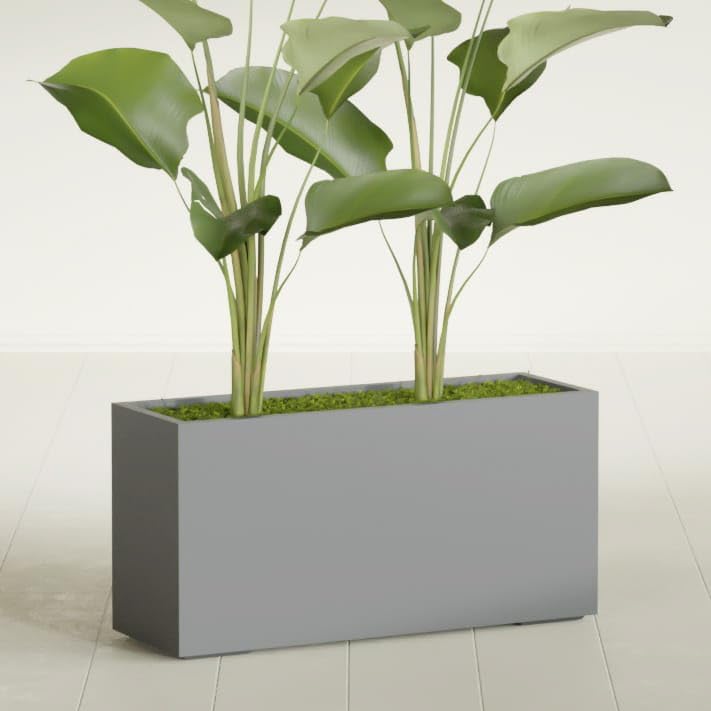Greenline Leo Tall Rectangular Fiberglass Planter, Outdoor Planter Box - Image 2