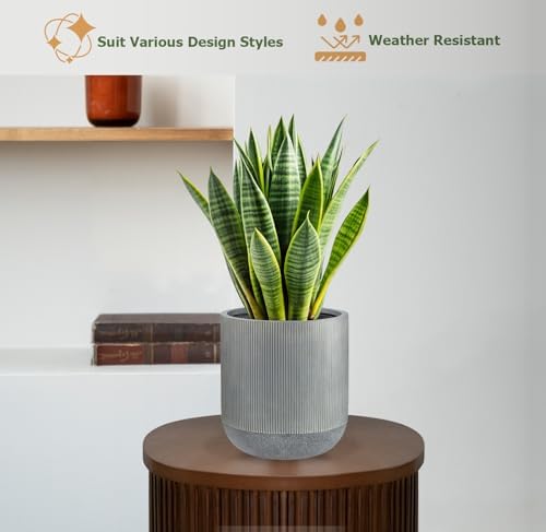 KUTE NEST 14.2" H x 13" D Premium Radius Fiberstone Planter - Charcoal - Image 4