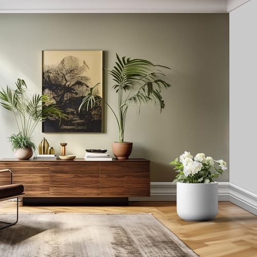 Kante Large Round Cylinder White Concrete Planter 15.8" Tall, Outdoor - Image 5