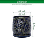 D'vine Dev 2-Pack Embossed Leaves Planter, 5 in, Midnight Blue, 27-F-V-3 - Image 3