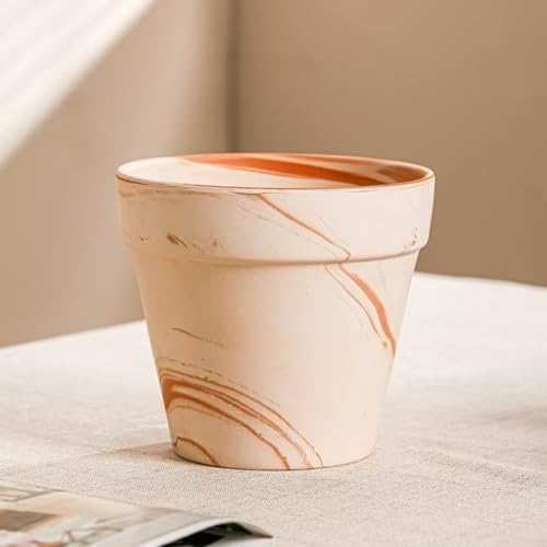 Vintage Boho White Terracotta Flower Pots, Breathable Clay Planters, Roman Decorative Pots for Indoor & Outdoor, Garden Planters for Patio, Balcony Home Décor (Macchiato, 20 * 18cm) - Image 2