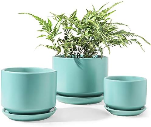 LE TAUCI Ceramic Pots for Plants, 4.3+5.3+6.8 Inch, Set of 3, Turquoise by LETAUCI