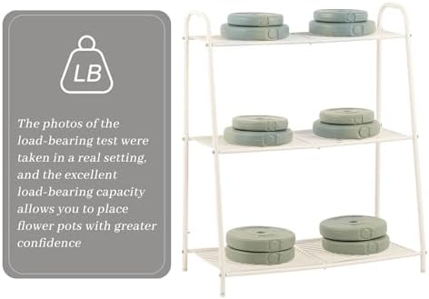 Kitsanery Metal Plant Stand Indoor Outdoor for Multiple Plants,3 Tier Plant Shelf,Large Heavy Duty Flower Holder Ladder Plant for Living Room, Patio, Balcony (White) - Image 7