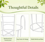 10 Pcs Round Hanging Railing Planters, 6.3" Reinforced Metal Hanging Baskets, Fence Plant Hangers, Heavy-Duty Flower Pot Holders for Balcony, Patio, Porch Railing, White - Image 4