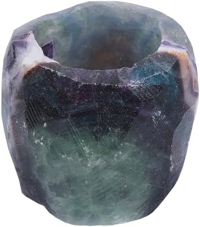 rockcloud Natural Raw Flourite Taper Tea Light Candle Holder by rockcloud