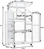 Knocbel 62" Height Portable Wooden Cold Frame Greenhouse with Wheels, Openable Roof and Adjustable Shelves, Flower Plants Shelf for Balcony Outdoor Indoor Backyard (White) - Image 3