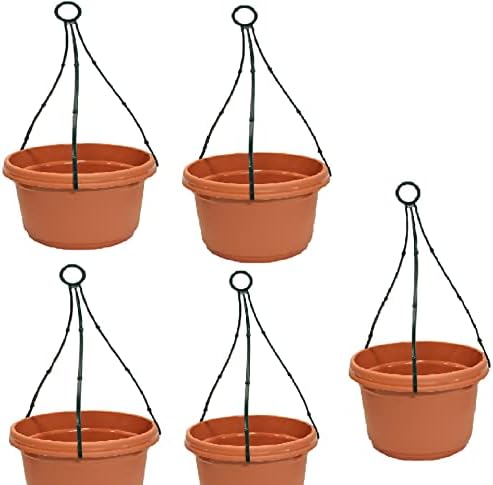 Plastic Hanging Flower Pot 11 inch Terra Cotta 5 Pack by AustinPlanter