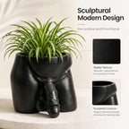 Penis Planter, Funny Plant Pots for Indoor Plants, Resin Male Body Planter Pot, Unique Succulent Pots & Cactus Pot with Drainage Hole, Naughty Gag Gift Penis Decor for Desk Bathroom，Black：Large - Image 3
