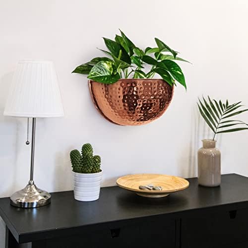 Allegorie Metal Wall Planter | Indoor or Outdoor Hanging Plant Pot | Farmhouse Decor & Boho Kitchen Decoration for Herbs & Succulents and Living Wall 12x7 (Copper) - Image 2