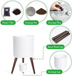 D'vine Dev 12 Inch Planter Pot with Wood Stand, White, 88-O-C-1 - Image 4