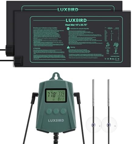 LUXBIRD 2 Pack 10"x 20.75" Seedling Heat Mat and Digital Thermostat Controller Combo Set (120v US Plug) by Luxbird