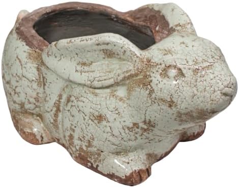 Vintage Terracotta Bunny Planter, Rustic Rabbit Figurine Home Garden Decor by XiaanJiaju