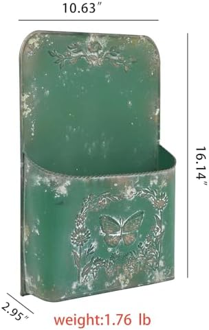 All Chic Outdoor Wall Planter Wall Metal Hanging Planter Wall Planters for Indoor Plants Wall Vase for Flowers Metal Planters for Outdoors for Farmhouse Shabby Chic Decor(Green) - Image 2