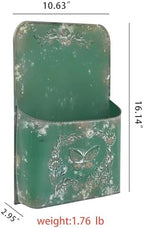 All Chic Outdoor Wall Planter Wall Metal Hanging Planter Wall Planters for Indoor Plants Wall Vase for Flowers Metal Planters for Outdoors for Farmhouse Shabby Chic Decor(Green) - Image 2
