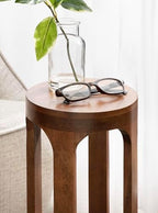 Kate and Laurel Dahl Wooden Round Drink Table; 8 x 23; Walnut Brown; Mid-Century Modern Circle Wood Accent Pedestal Table for Living Room Plant Stand or Small Bedroom Nightstand - Image 4