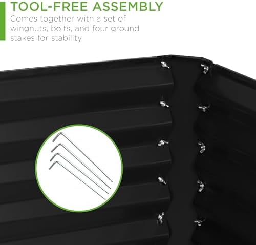 Best Choice Products 6x3x2ft Outdoor Metal Raised Garden Bed, Deep Root Box Planter for Vegetables, Flowers, Herbs, 269 Gallon Capacity, 100% Non Toxic Materials - Black - Image 5