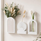 TBWIND White Wooden Wall Vases Set of 3, Wall Planters with Glass Tube Kit by TBWIND