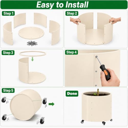 2 Pack Rolling Planter for Tree,30 Gallon Large Metal Tree Pots for Outdoor - Image 5