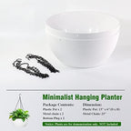 WOUSIWER 13 inch 2Pack Large Hanging Planters for Outdoor Indoor Plants with Drainage Holes and Chain, Round Hanging Flower Pots for Garden Home Porch Decor, White - Image 5