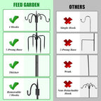 FEED GARDEN Heavy Duty Shepherds Hook Squirrel-Proof Bird Feeder Pole 92" Four Hooks 5-Prong Base & 19" Baffle for Outdoor Feeders & Plants - Image 4
