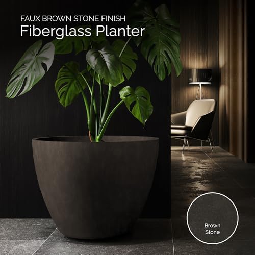 Lupo Tapered Indoor/Outdoor Planter, 32x24in Brown Stone - Image 3