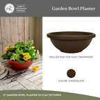The HC Companies 20 Inch Shallow Garden Bowl Plant Pot with Drainage, Lightweight UV-Resistant Plastic Planters for Succulents, Herbs & More, 2-Pack Planters for Indoor Outdoor Home Decor, Chocolate - Image 2