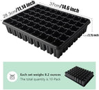 RooTrimmer 54 Cell Seed Starter Trays, 2.8" Deep Plug Flat Tray,10 Pieces Big Holes Germination Tray, Thick Durable Seedling Plastic Nursery Reusable Trays (11.14inch ×14.6 inch, 10-Pack) - Image 2