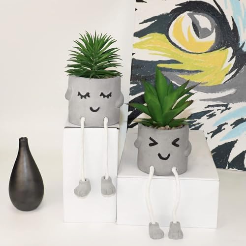 MAKHOT Artificial Succulents Potted Plant Set, Faux Succulents Office Decorations for Work Desk, Fake Plant Wall Shelf Decor for Gift, Bathroom Small Plants Decoration, Mini Plants Window Sill Decor - Image 2