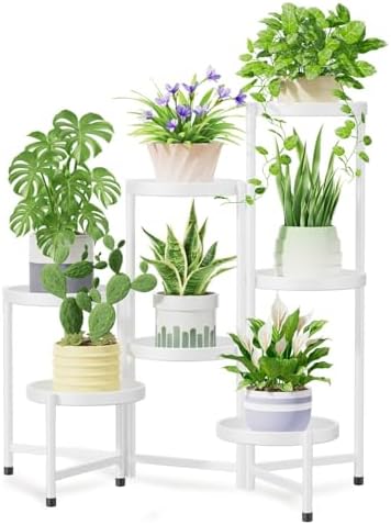 iDavosic.ly 7 Tier Large Plant Stand Indoor Outdoor, 10 In Wide Tray, White by iDavosicly
