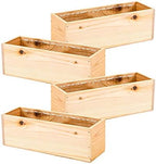 Wooden Planter Box, Rose Wood, Plastic Liner l Garden Decor l Restaurant and Wedding Decorations l Wedding Bouquets, Table Centerpiece, 12 x 4 Inches, (Rectangular) (12x4 Set of 4, Rose Wood) by Unknown