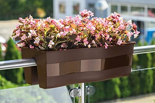 Ridge Rail Long Rectangular Flower Pot, Brown, 2 Pack - Image 2