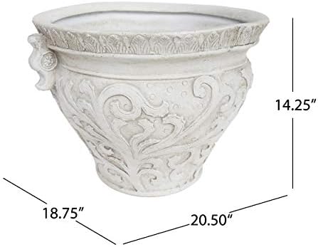 Great Deal Furniture Noble House Largo Outdoor Garden Urn Planter Pot in Antique White - Image 7