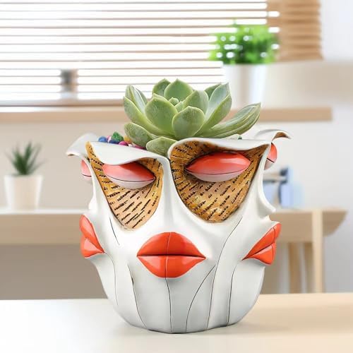TOZLU Abstract Face Head Planter Picasso Colorful Art Resin Flower Pot - Image 6