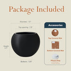KUTE NEST 12" Dia - Premium Globo Fiberstone Round Patio Planter - Black - Image 3