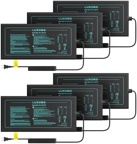 LUXBIRD Seedling Heat Mat for Plants, 6 Pack 10"x20.75" UL & MET Certified by Luxbird
