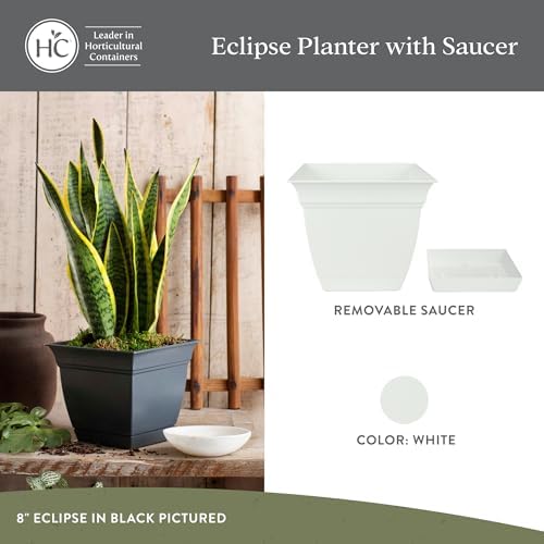 The HC Companies Eclipse Square Planter Pot, 8 Inch, White, 4-Pack - Image 2